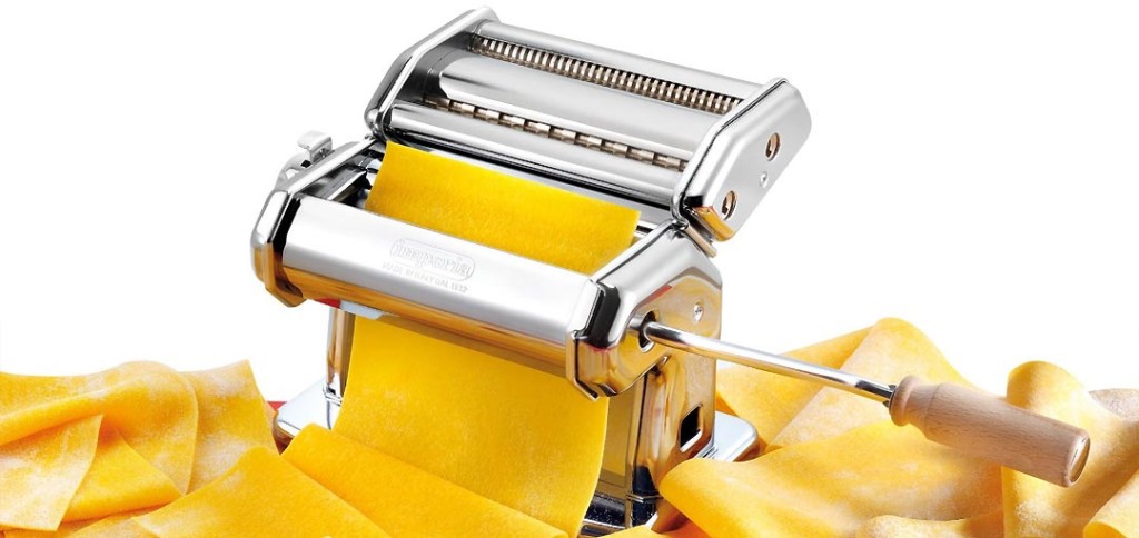 Imperia Pasta Maker Machine - Heavy Duty Steel Construction w Easy Lock  Dial and Wood Grip Handle- Model 150 Made in Italy